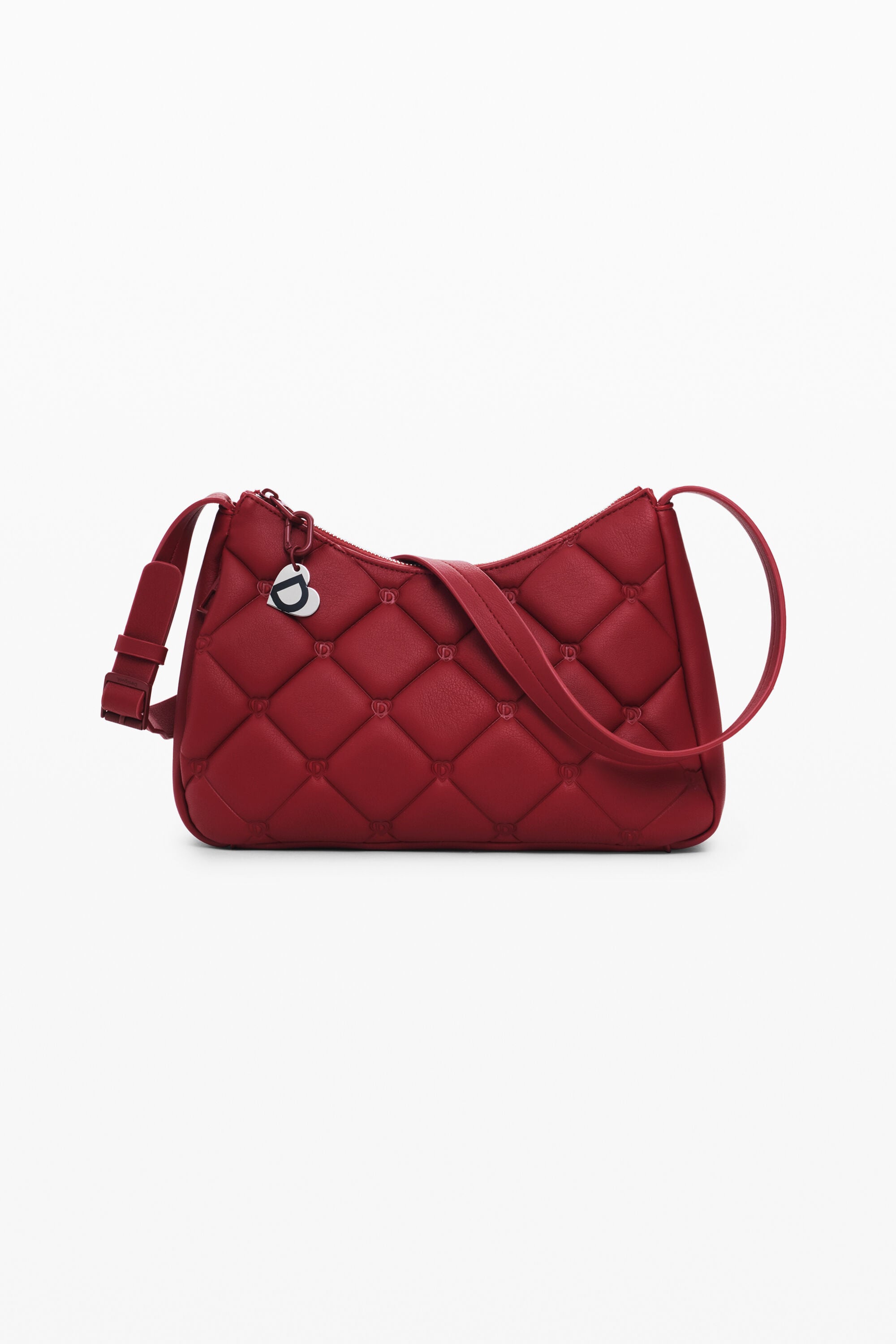 Bolso efecto acolchado mediano, Poliuretano, Rojo, U
