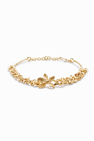 Girocollo fiore e catena placcati oro Zalio | Desigual