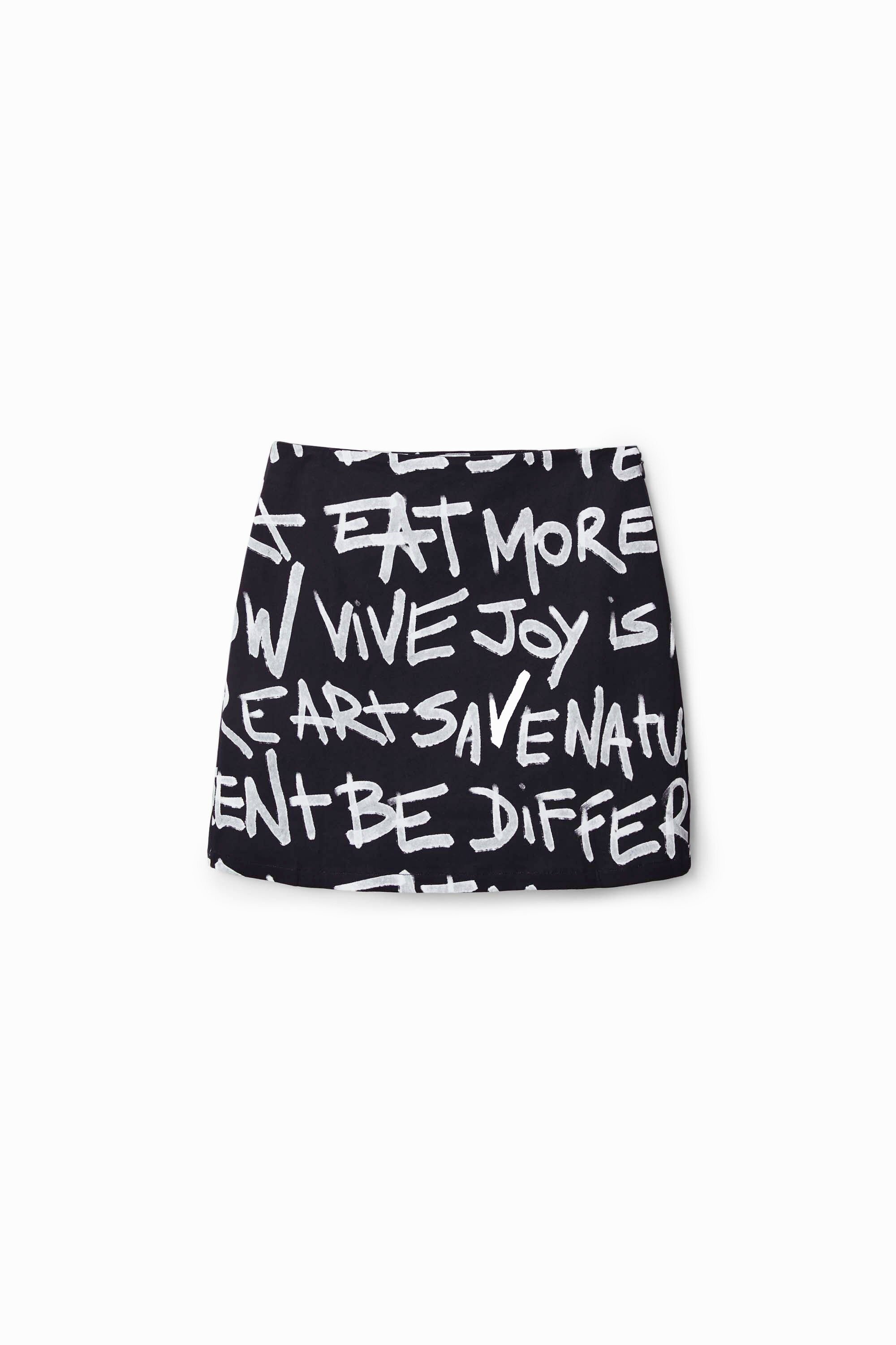 Slim mini skirt with text