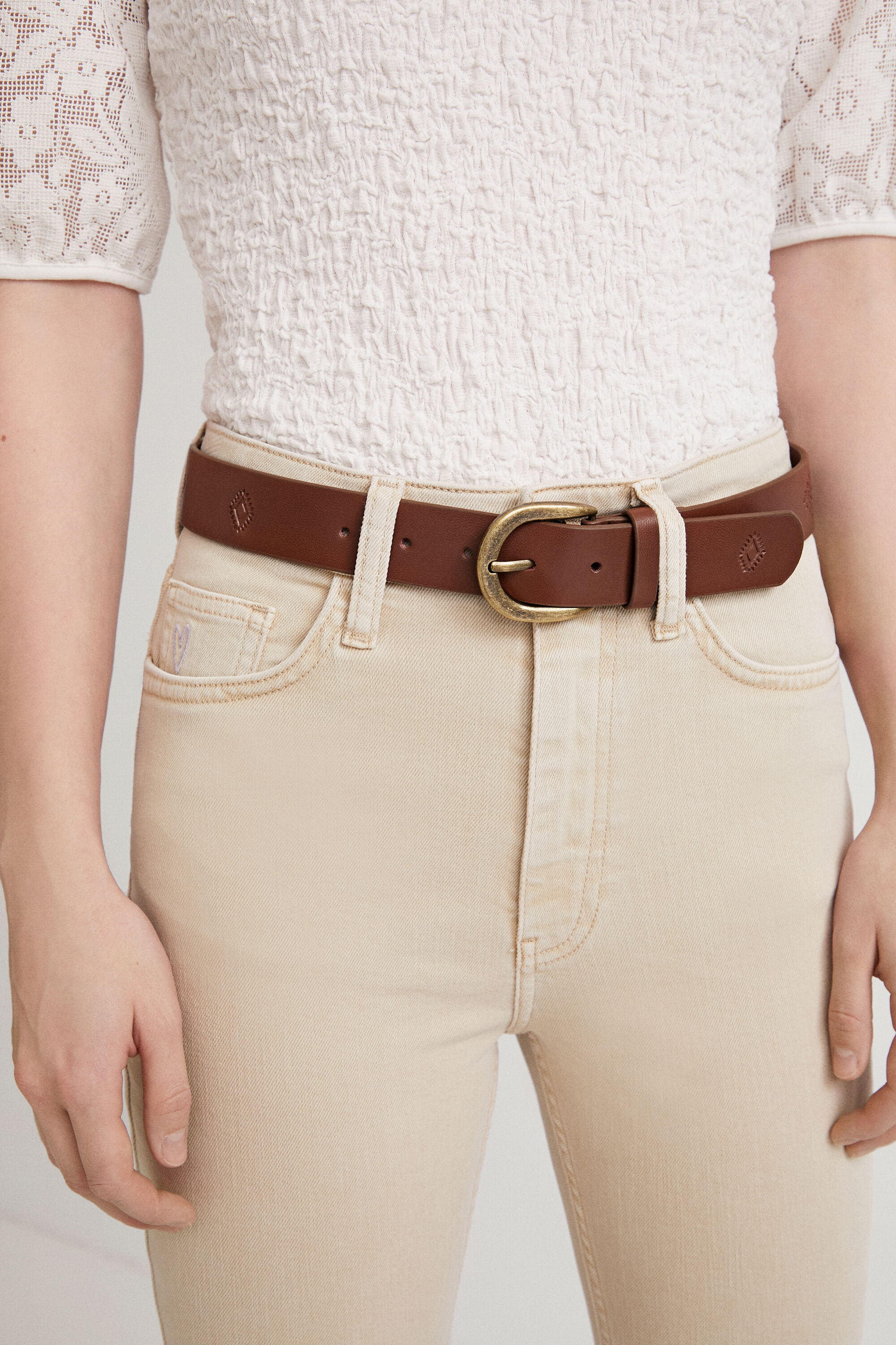 Shop Desigual Leather Belt In Brown
