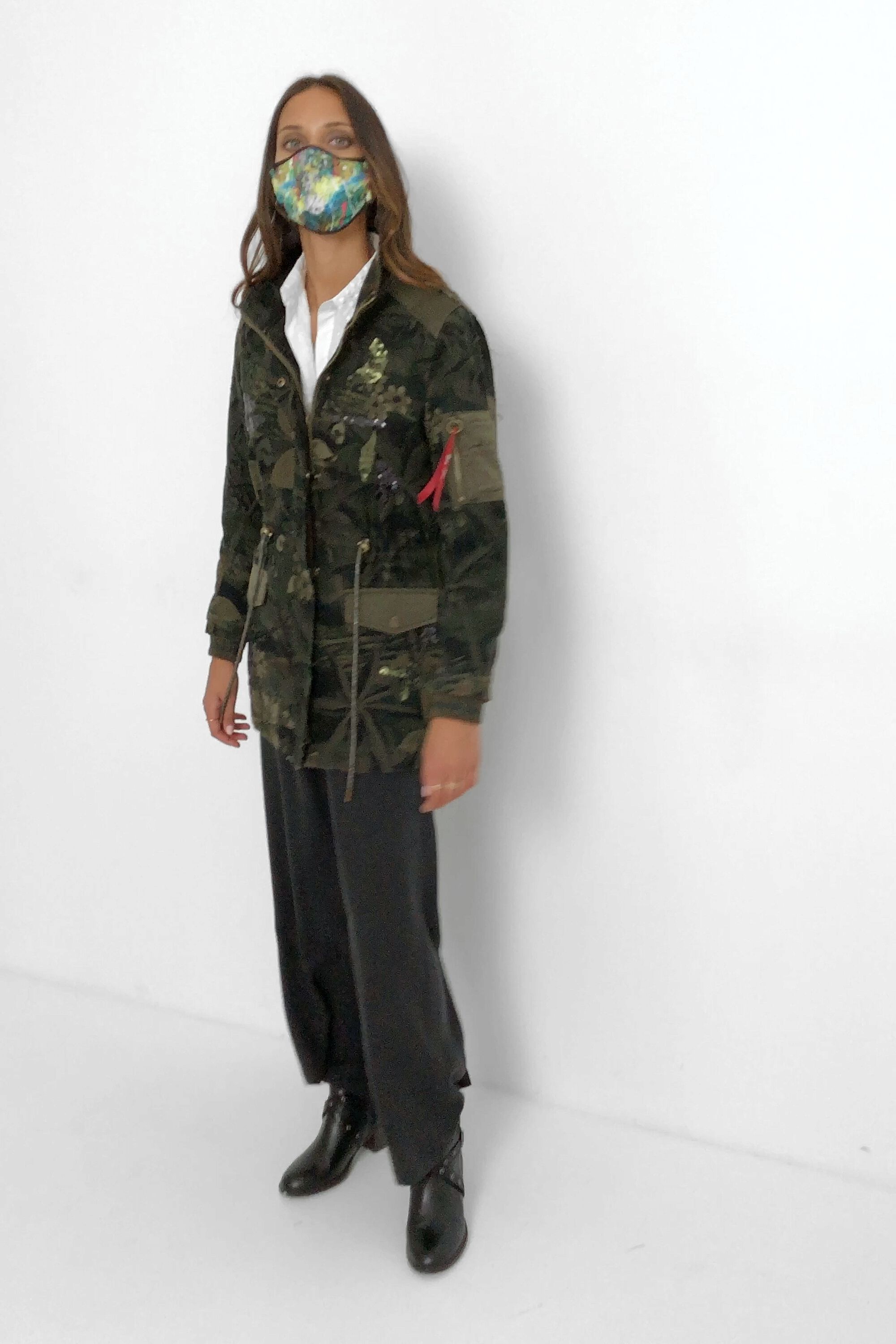 Parka militaire imprime fleuri Desigual