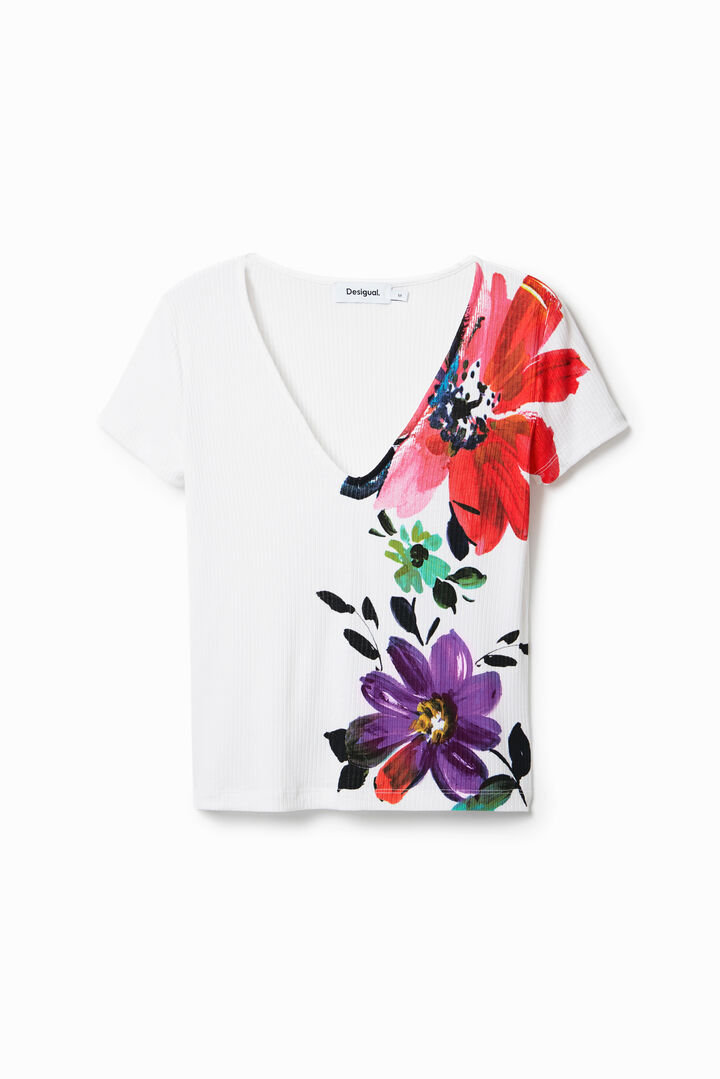 Ribbed floral T-shirt | Desigual