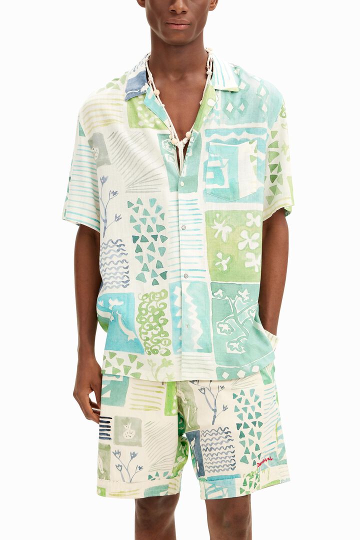 Short-sleeved shirt with watercolor print. | Desigual
