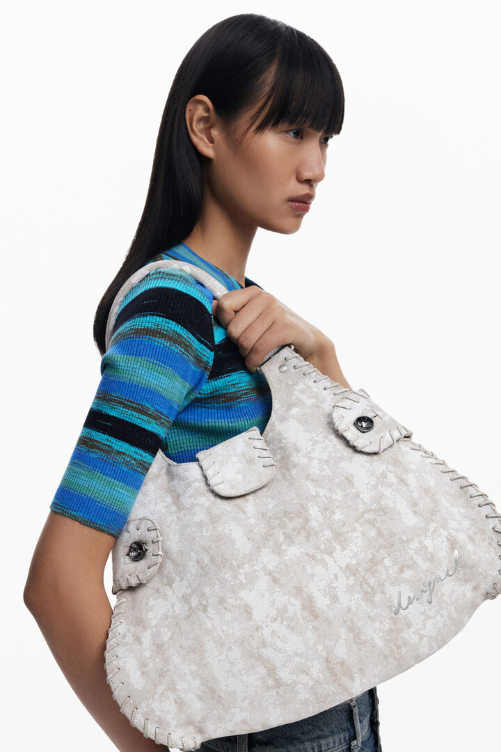 Medium woven leather bag | Desigual