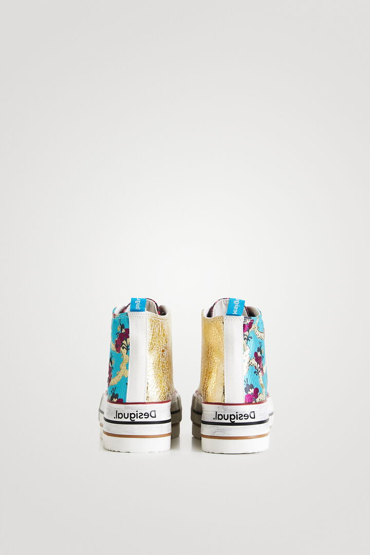 Sneakers altas plataforma patch floral | Desigual
