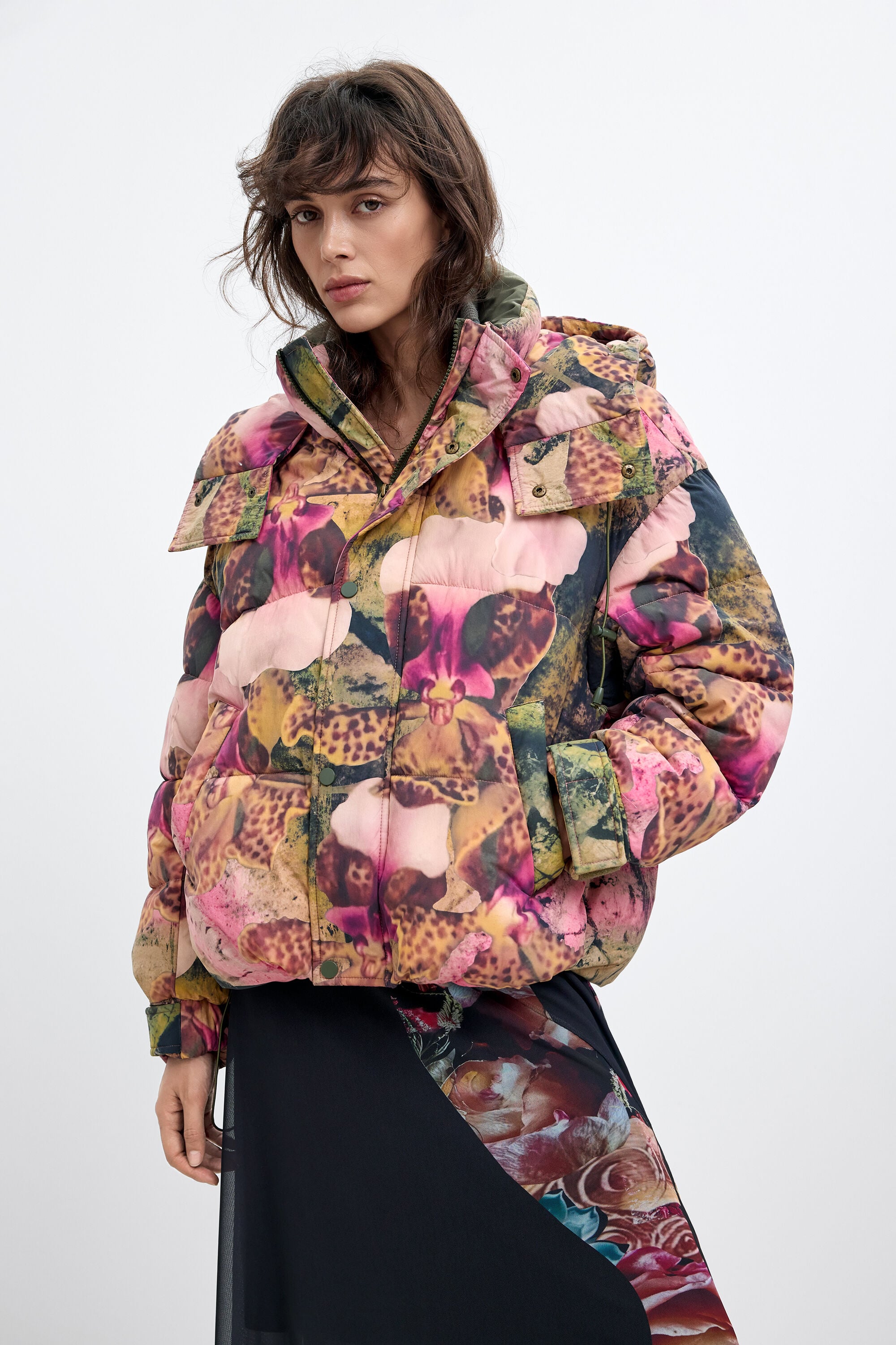 Desigual Donna Rosso Cappotto Imbottito Con Cappuccio M. C. Lacroix Piccolo