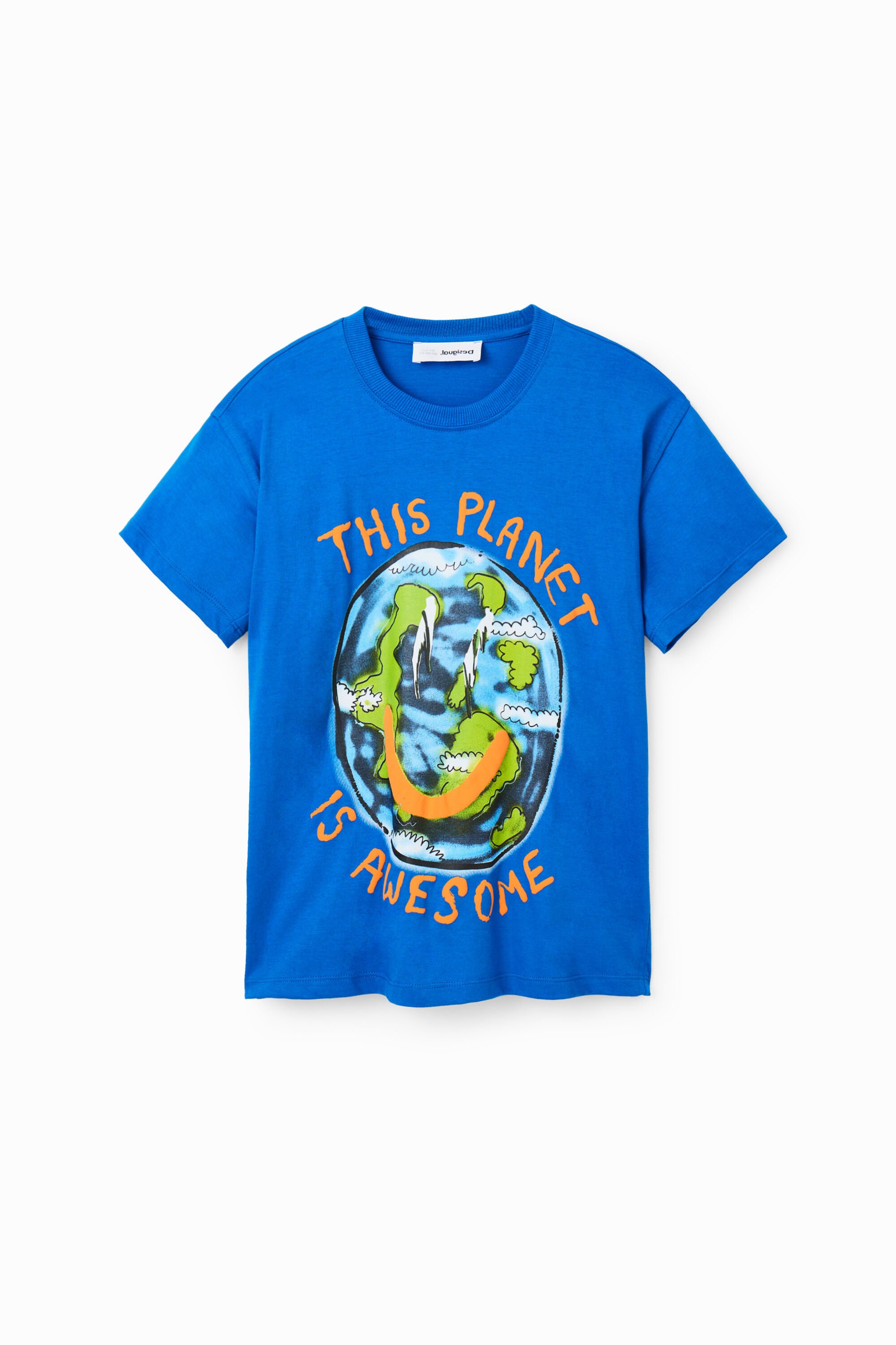 Desigual Oversized T-shirt Planet - BLUE
