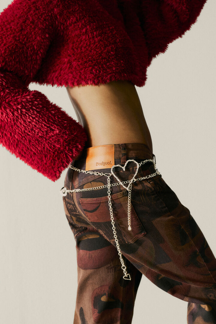 CALÇA JEANS ESTAMPADA