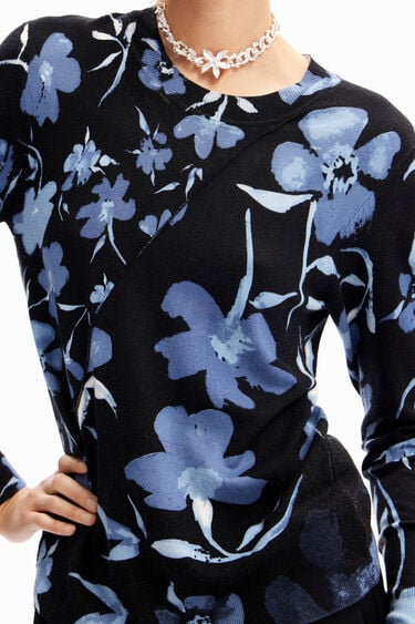 Sweter w patchworkowy nadruk w kwiaty | Desigual