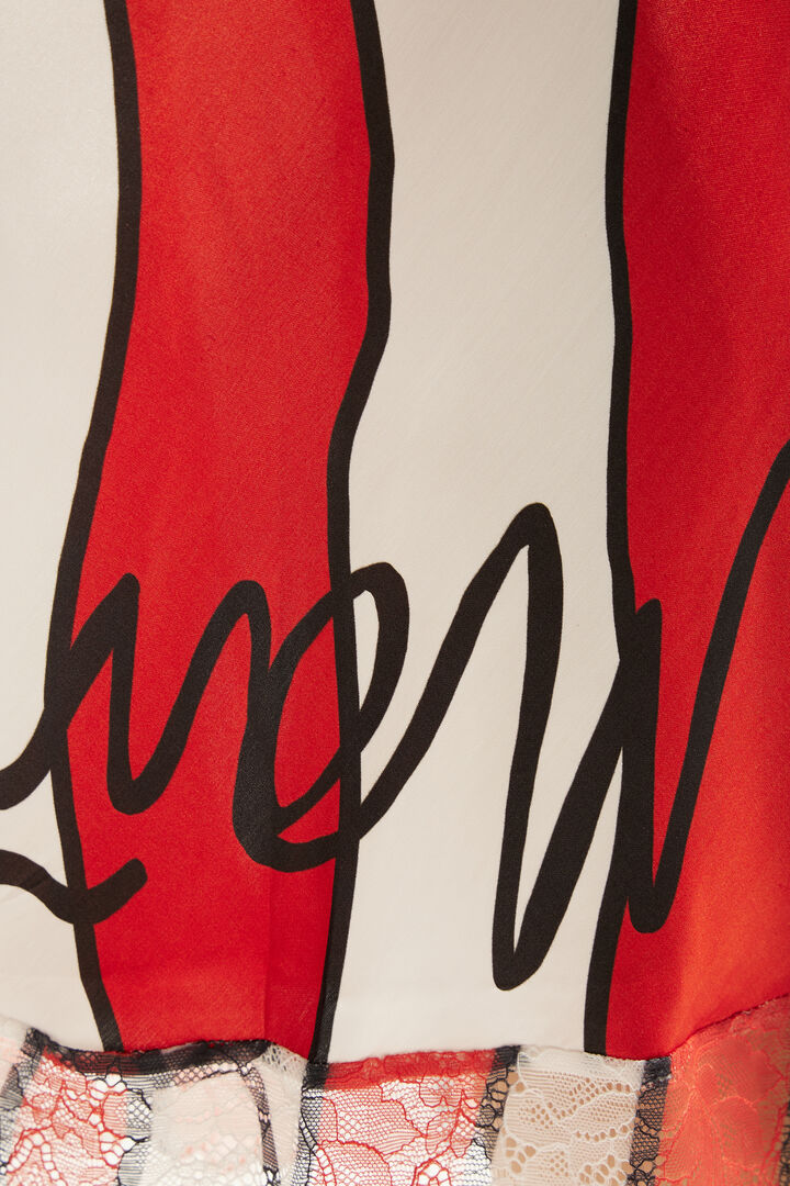 Lingerie pencil skirt with red waves | Desigual