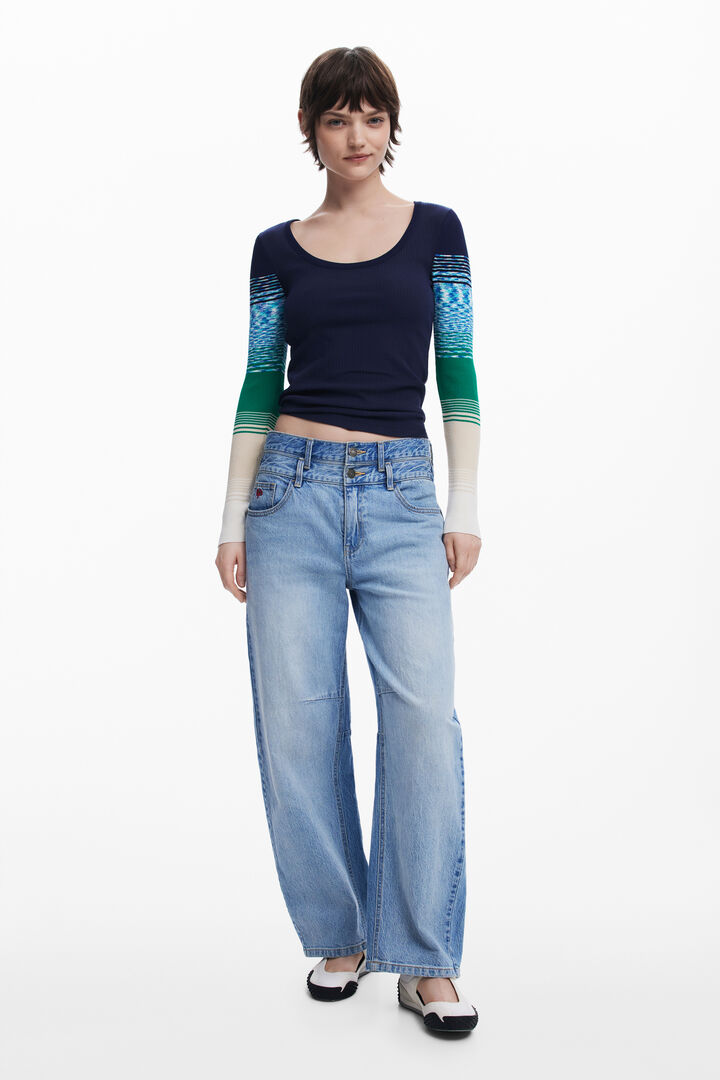 T-shirt with printed sleeves | Desigual