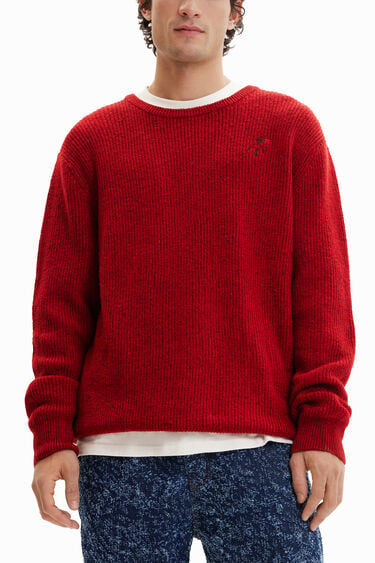 Sweter z prążkowanej tkaniny z haftem | Desigual
