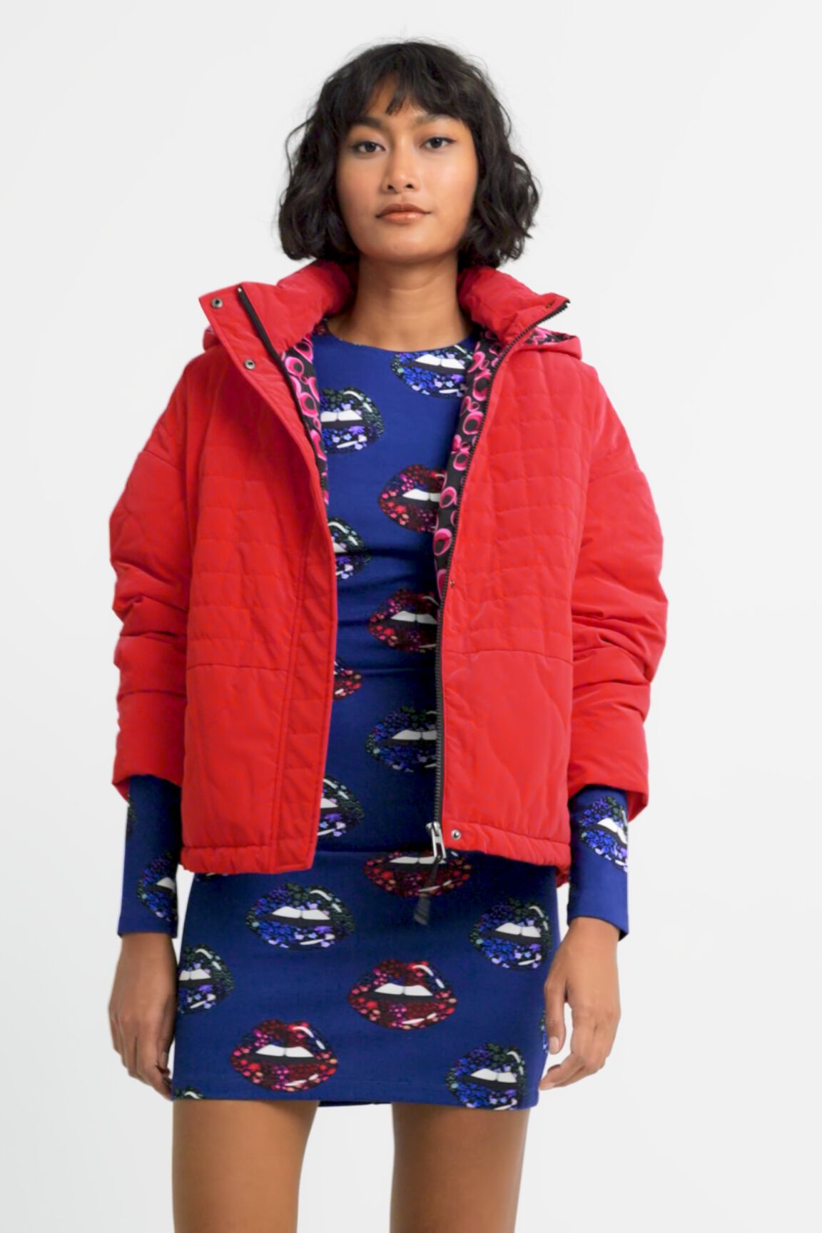 tjw basic quilted hooded jacket