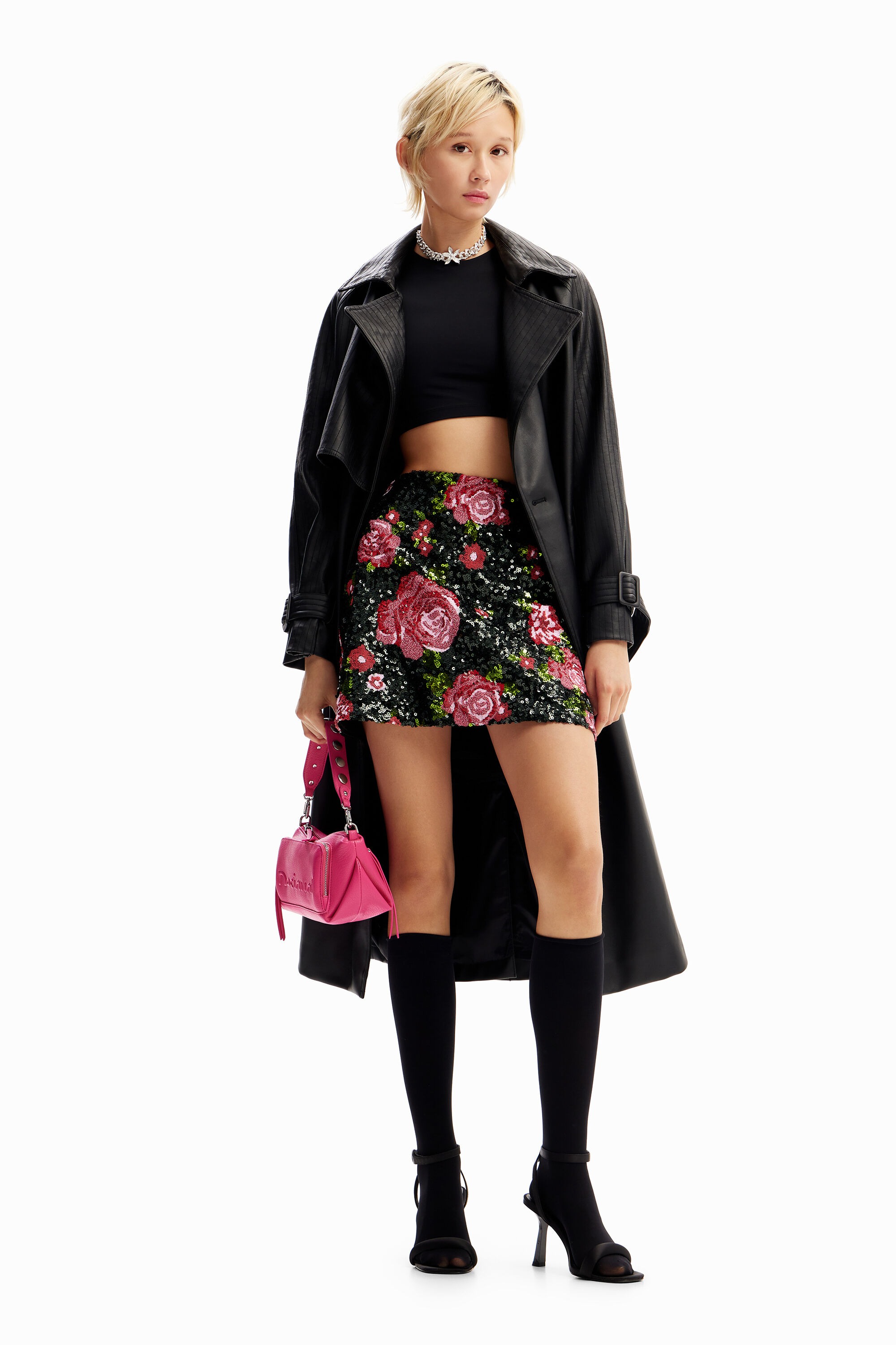 Desigual M. Christian Lacroix pink sequin mini skirt