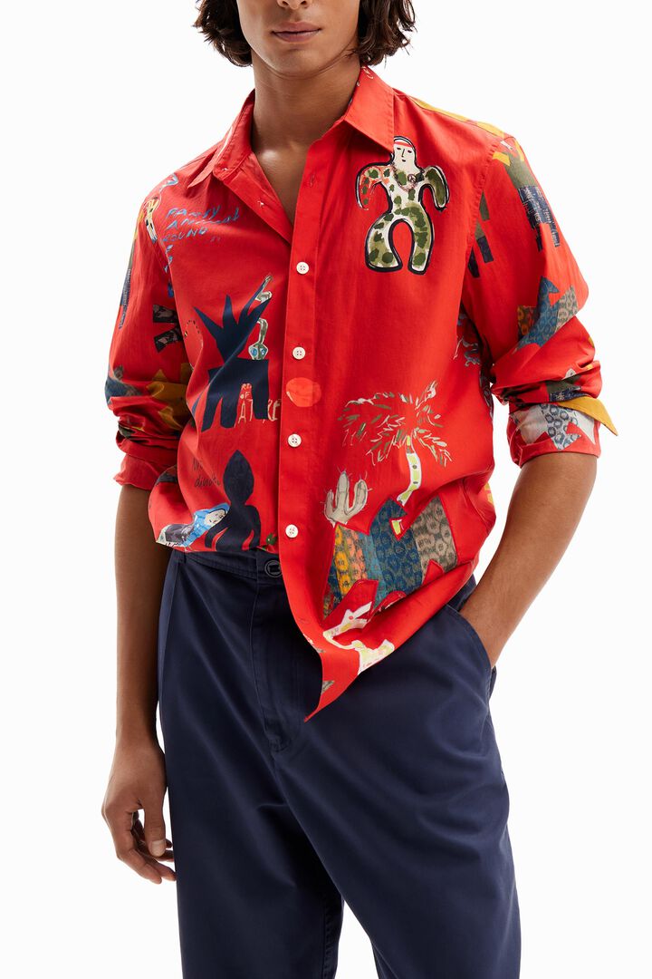 Poplin shirt with illustrations. | Desigual