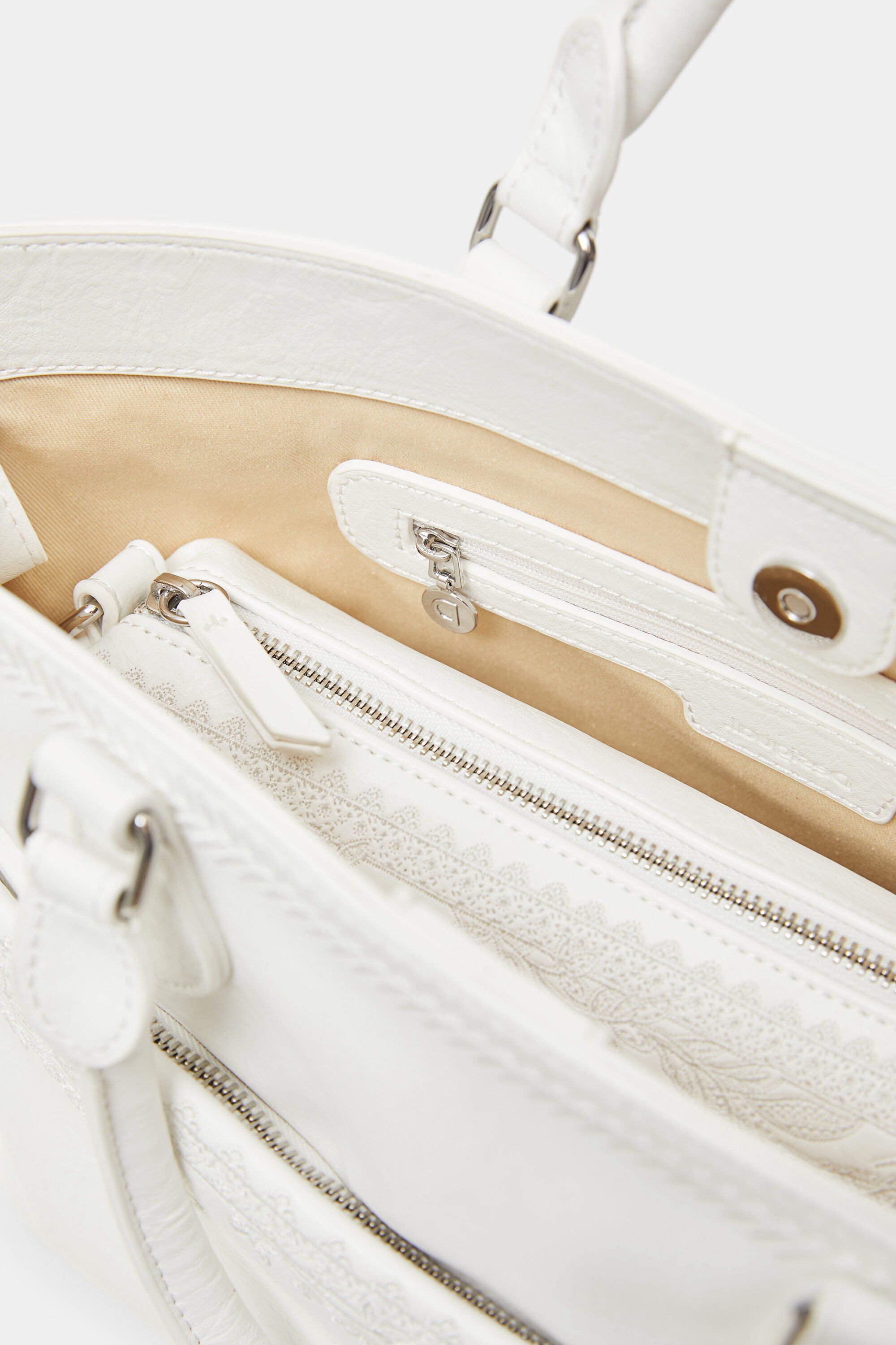 White top floral handbag