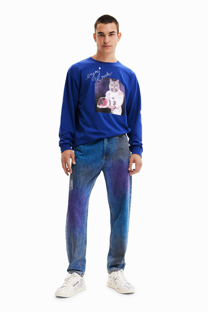 Rechte jeans met kleurverloop