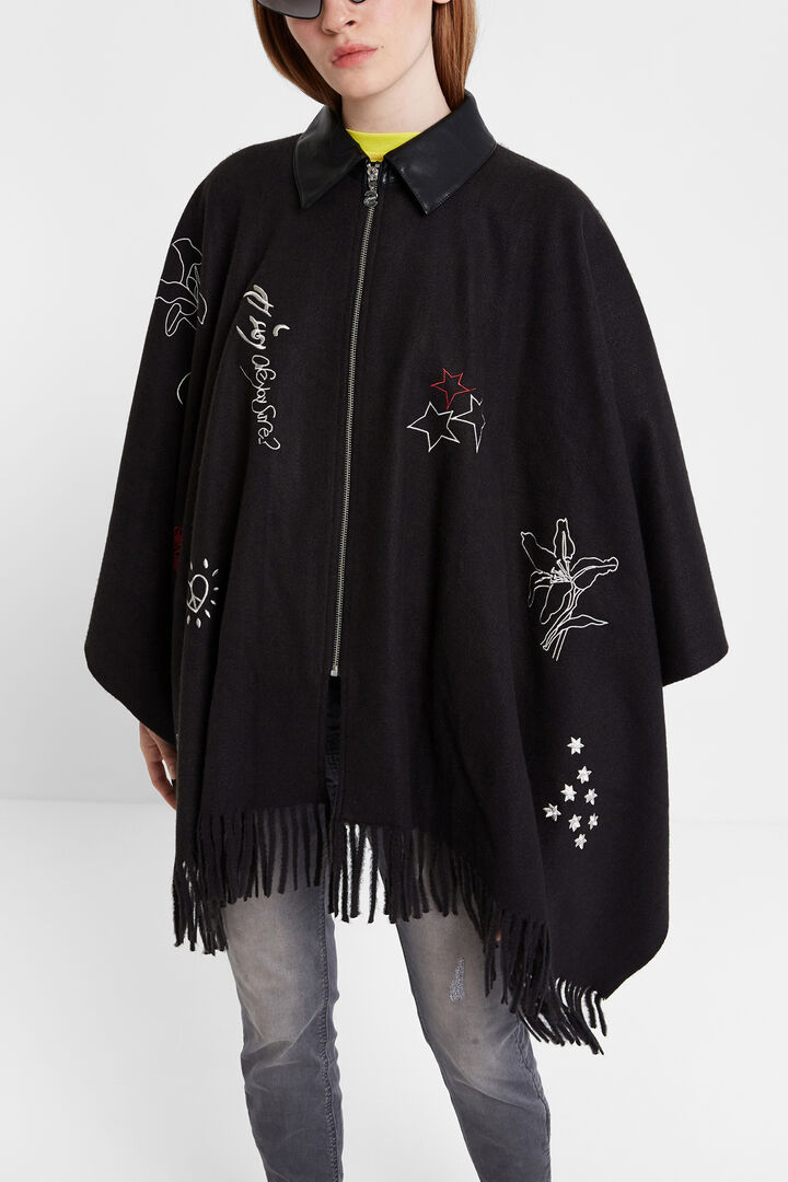 Pončo sako s strapcami | Desigual