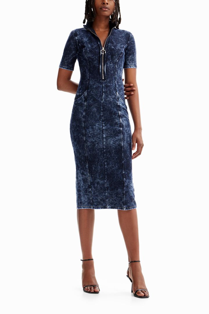 Vestido cremallera midi | Desigual
