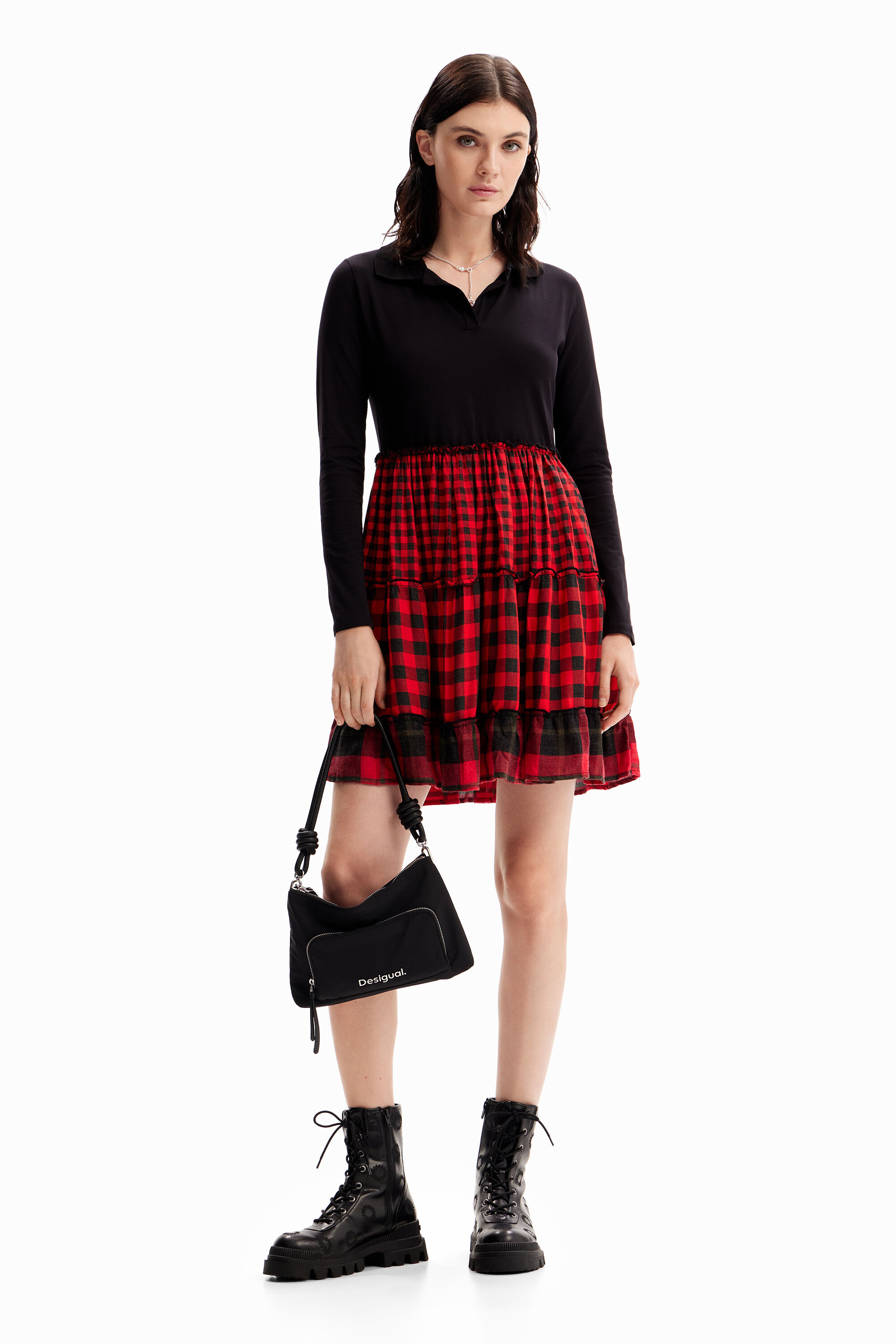 Desigual Short combination plaid dress