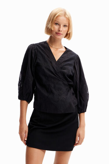 Embroidered wrap blouse | Desigual