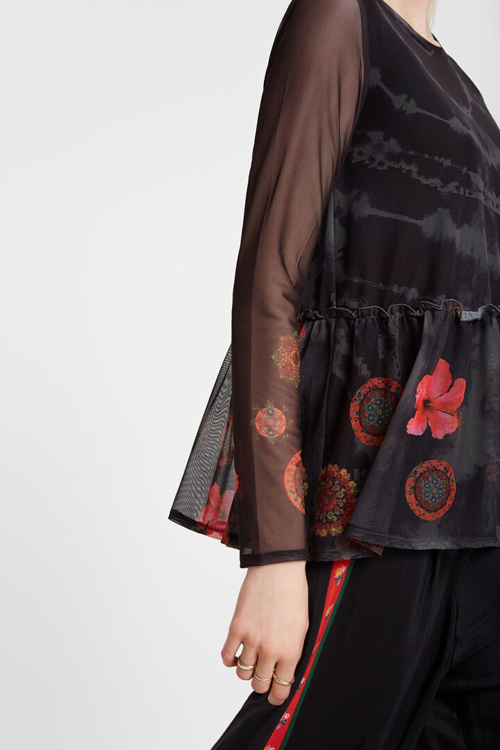 See-through floral T-shirt | Desigual