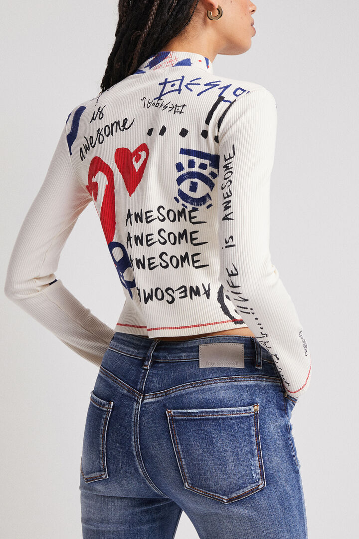 Life is Awesome ribbed T-shirt | Desigual
