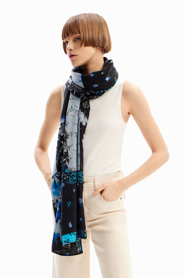 Rectangular patchwork floral foulard | Desigual