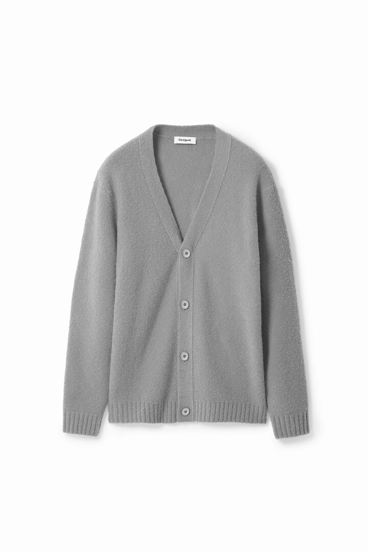 Plain textured cardigan