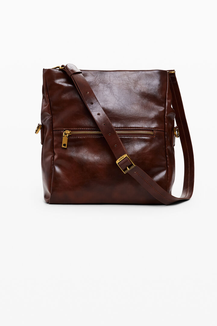 Glänzende mittelgroße Tasche mit Blume | Desigual
