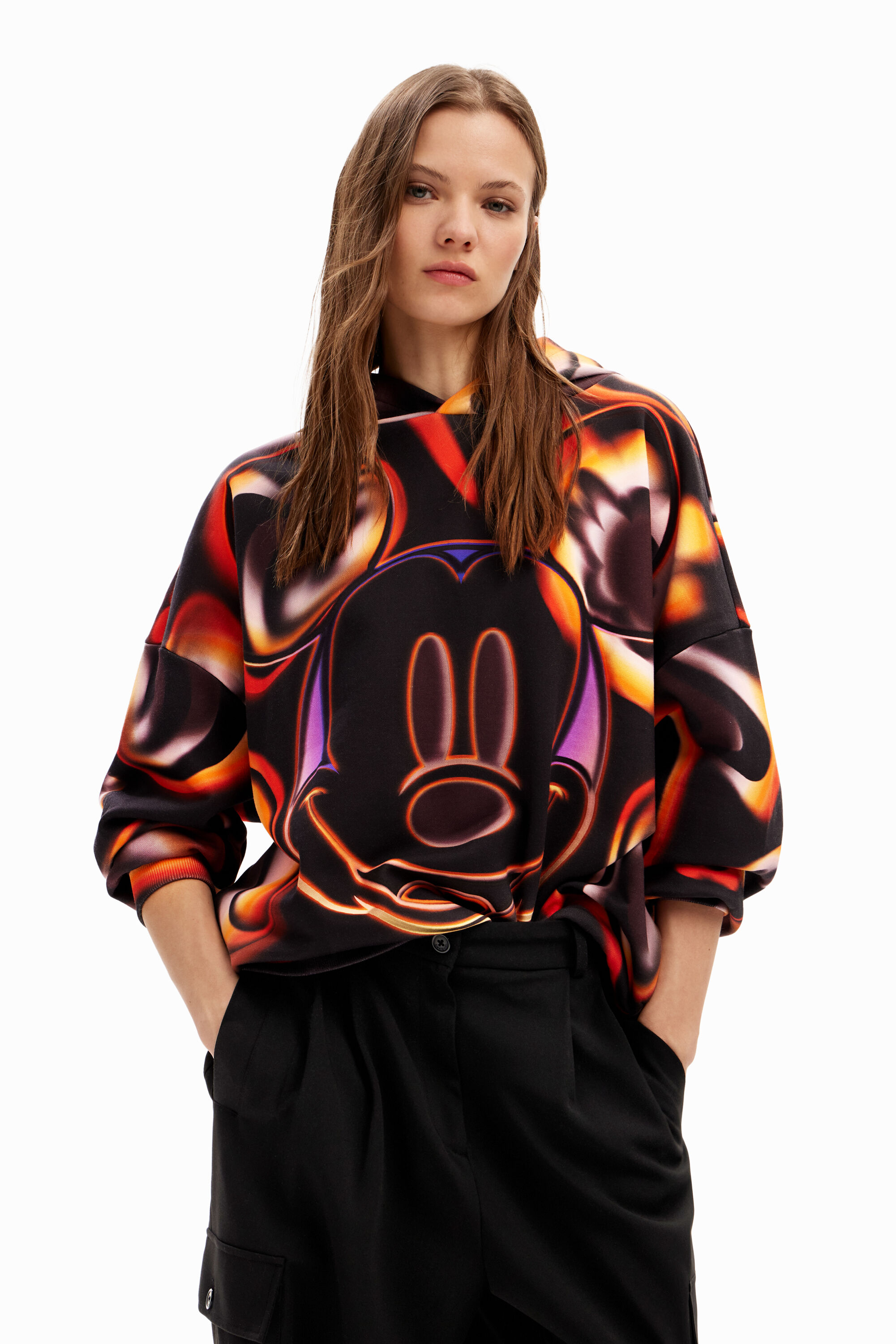 Oversize Mickey Mouse hoodie - BLACK - S