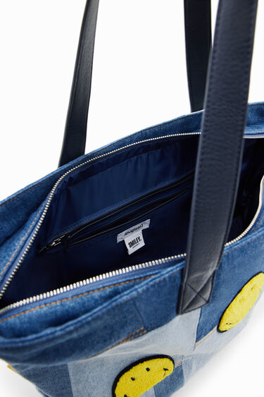 Bolso shopper grande patch Smiley® | Desigual