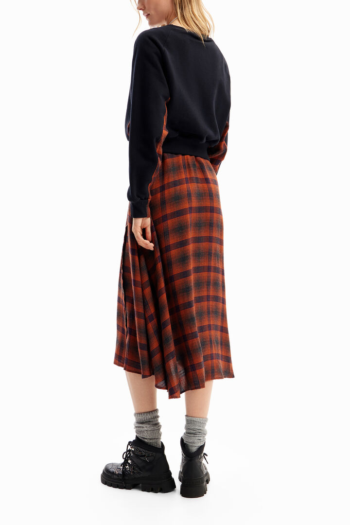 Vestido midi combinado cuadros | Desigual