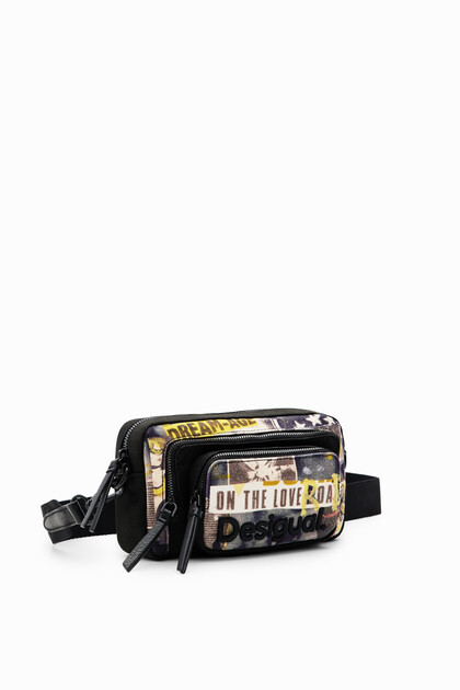 Small canvas newspaper crossbody bag
