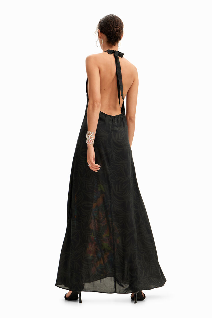 Jungle design maxi halter neck dress | Desigual