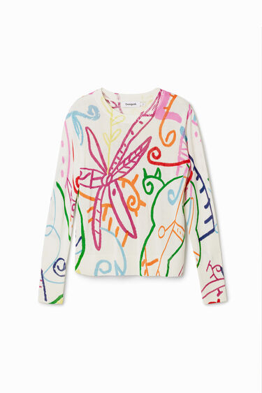 Fine knit sweater with patterns. | Desigual