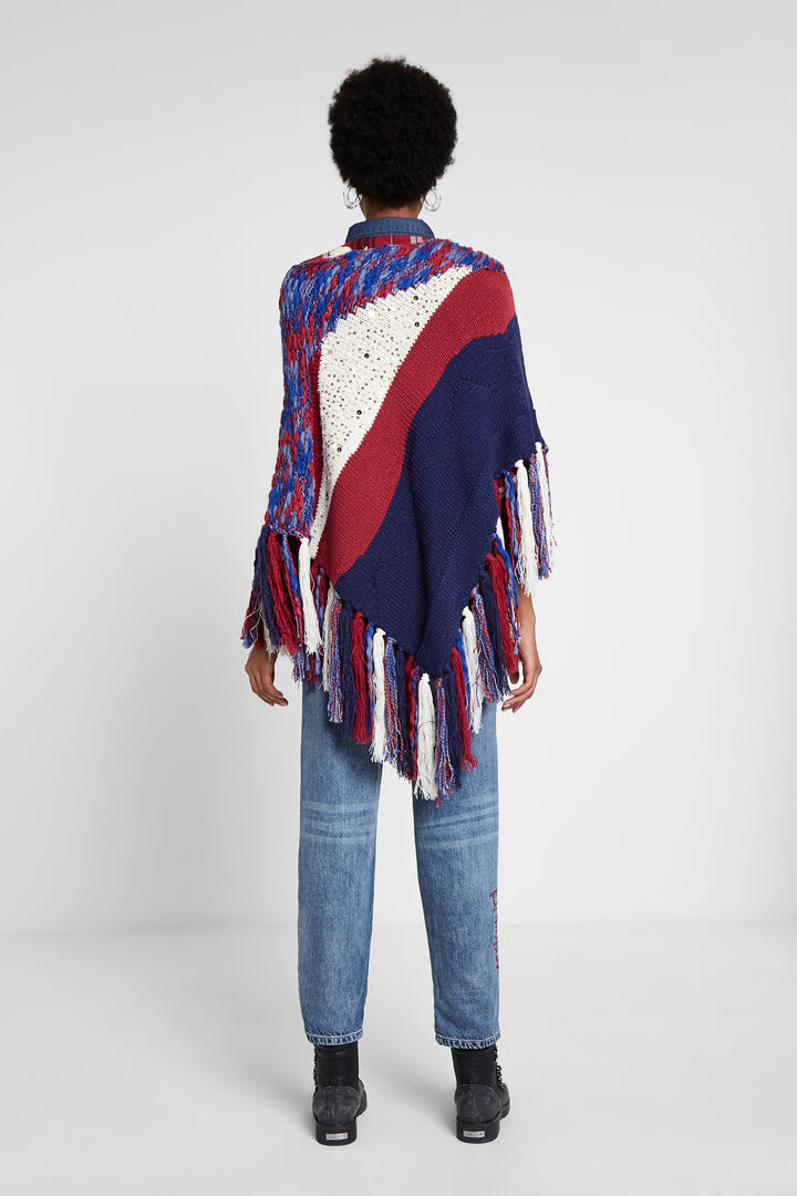 Knit patch poncho | Desigual