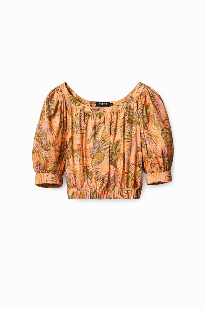 Tropical cropped blouse