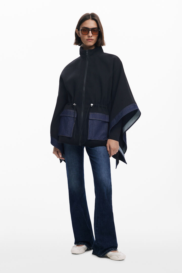 Poncho en denim combiné | Desigual