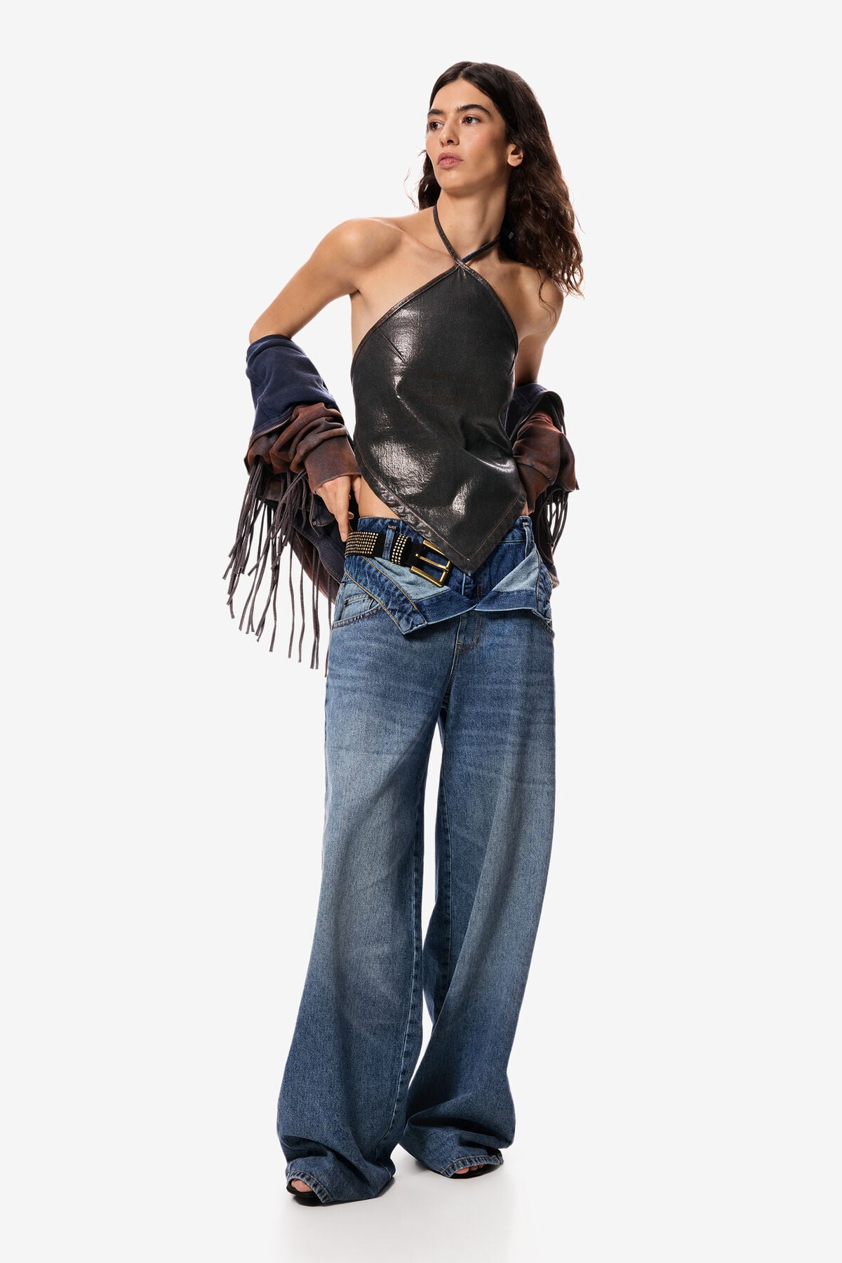 Double waistband denim trousers Masha Popova blue Women