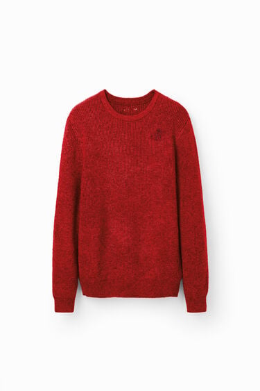 Sweter z prążkowanej tkaniny z haftem | Desigual