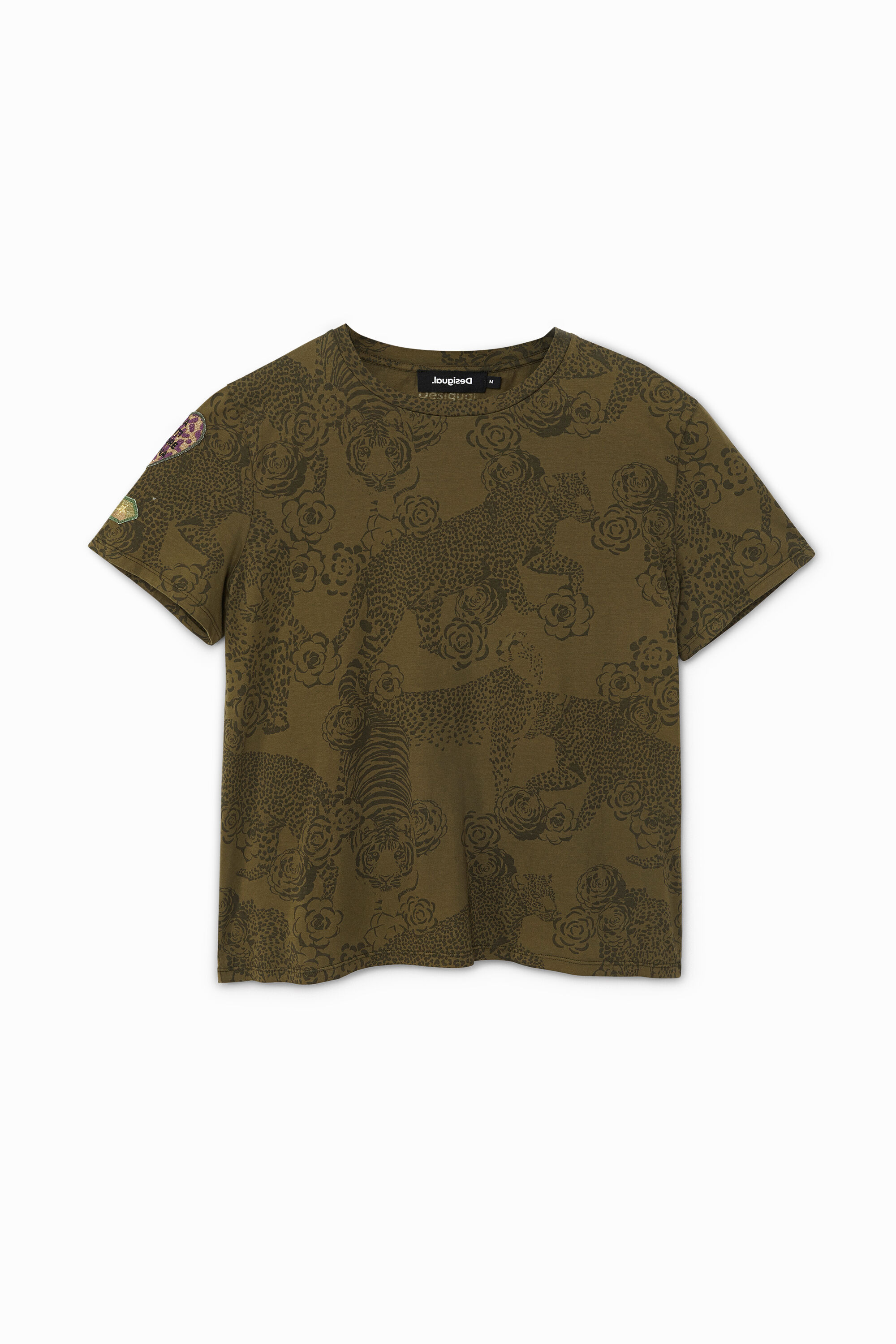 100% cotton animal print T-shirt - GREEN - S