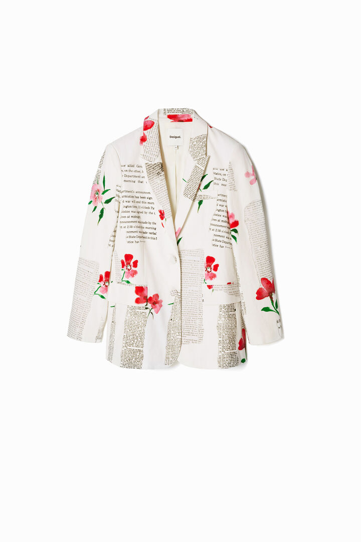 Straight floral text blazer