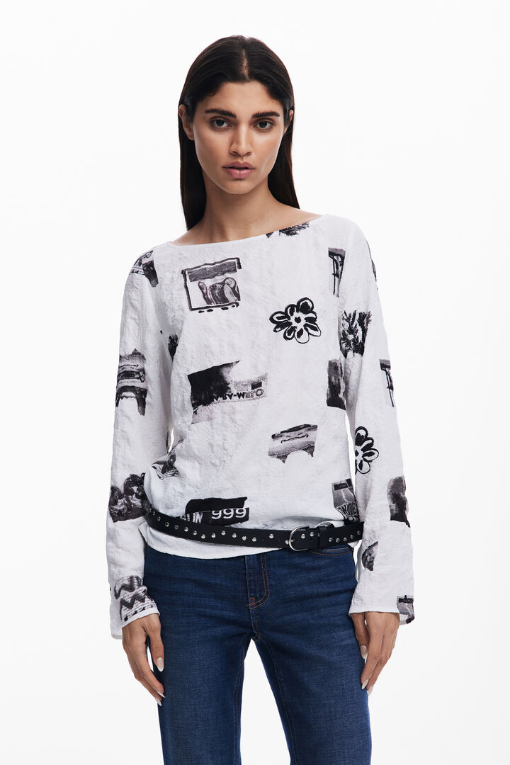 Textured blouse with bows
