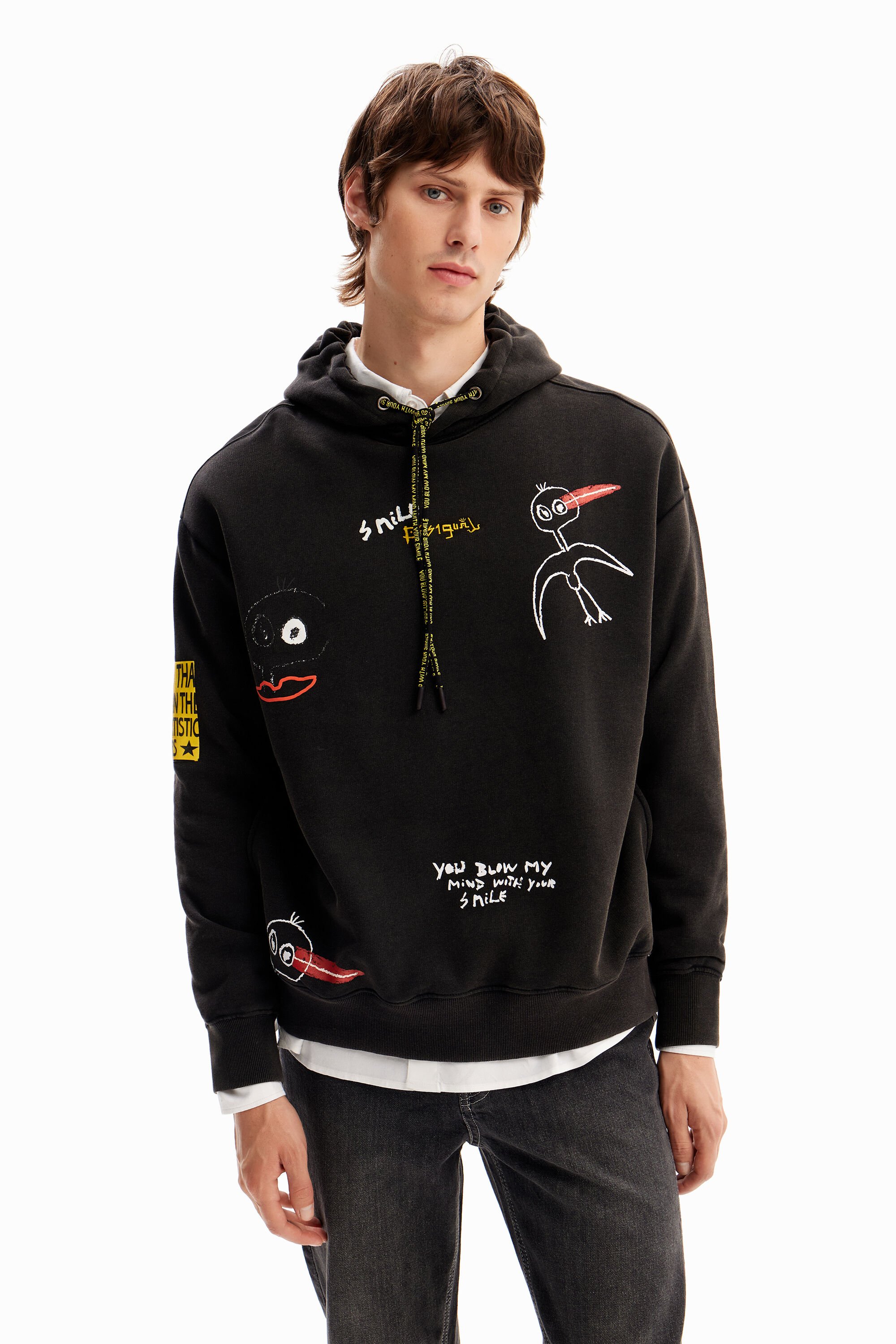 Sweatshirt met capuchon en vogels