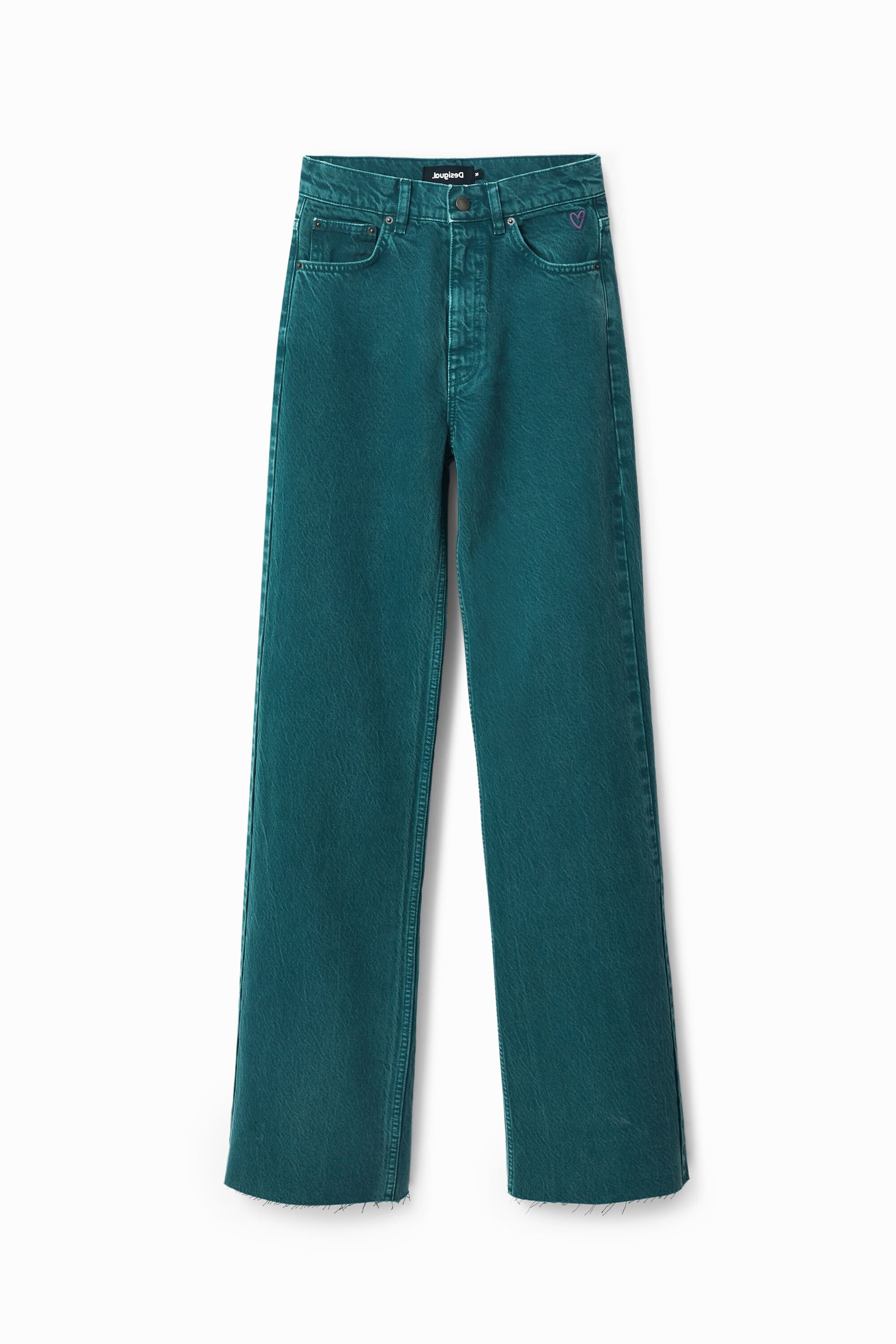 Shop Desigual Wide Leg Jeans In Green