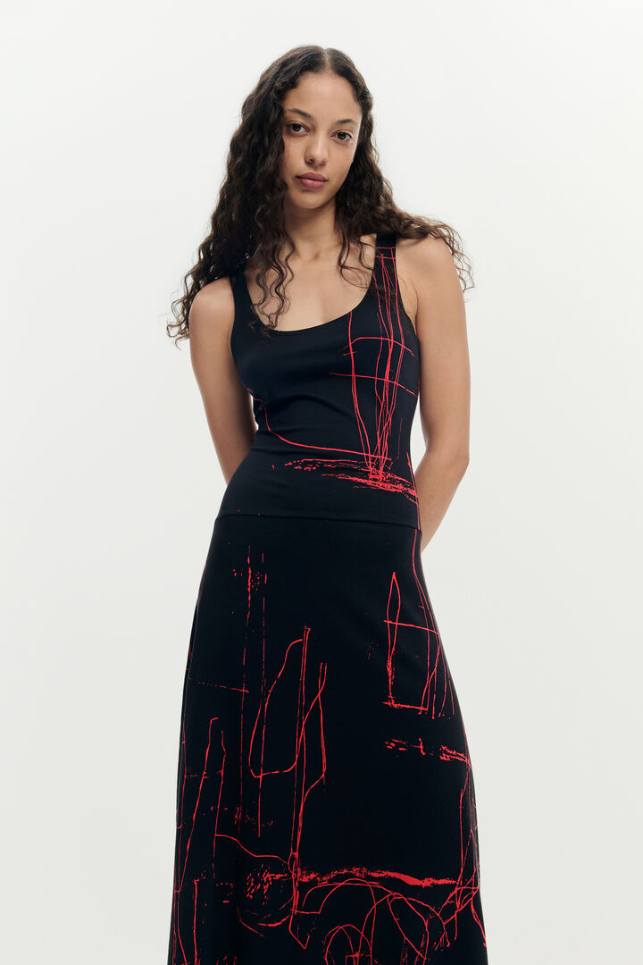 Vestido asim&eacute;trico sin mangas