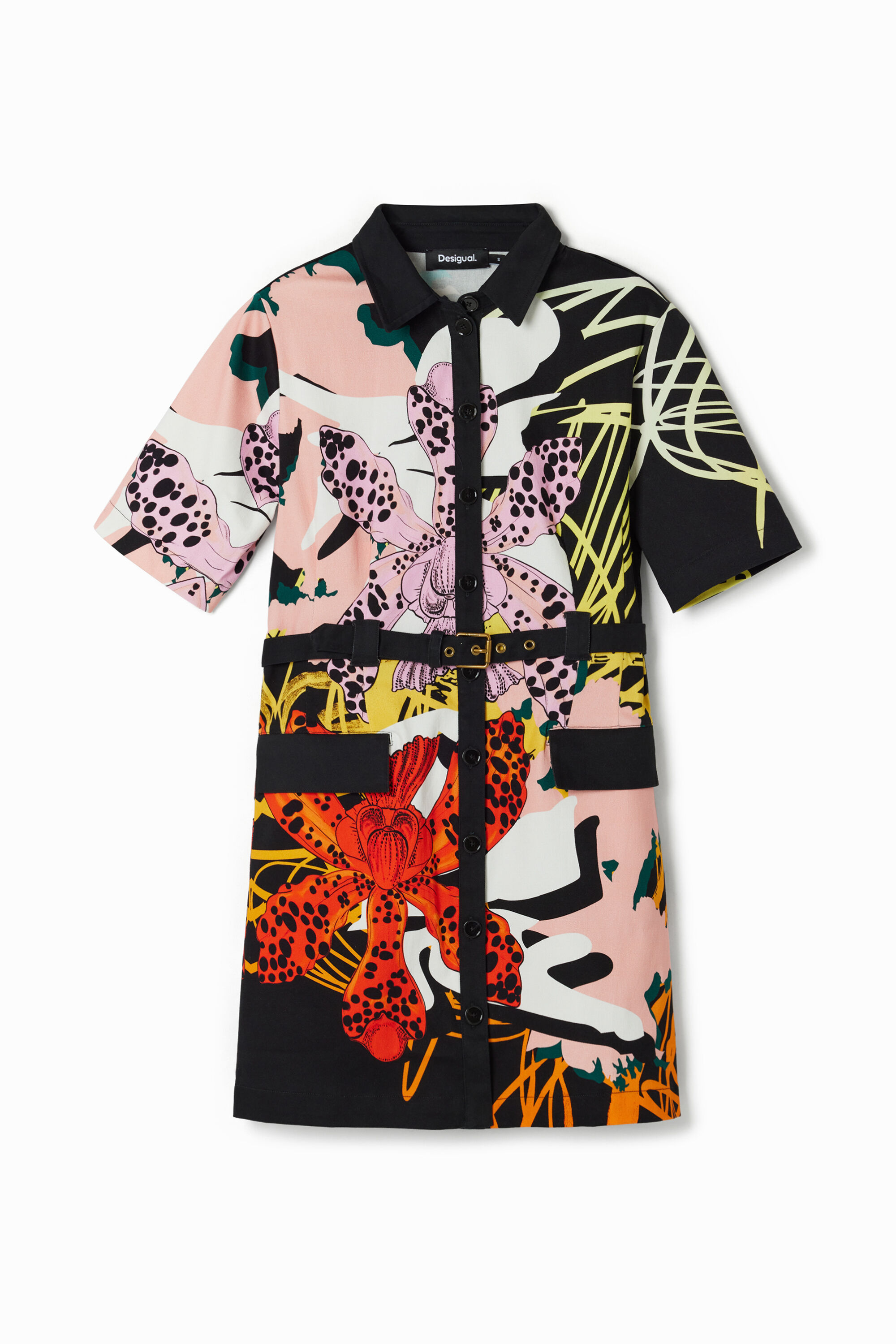 Vestido corto camisero orquídeas M. Christian Lacroix - BLACK - S