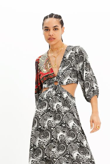 Vestido largo cut-outs paisley | Desigual