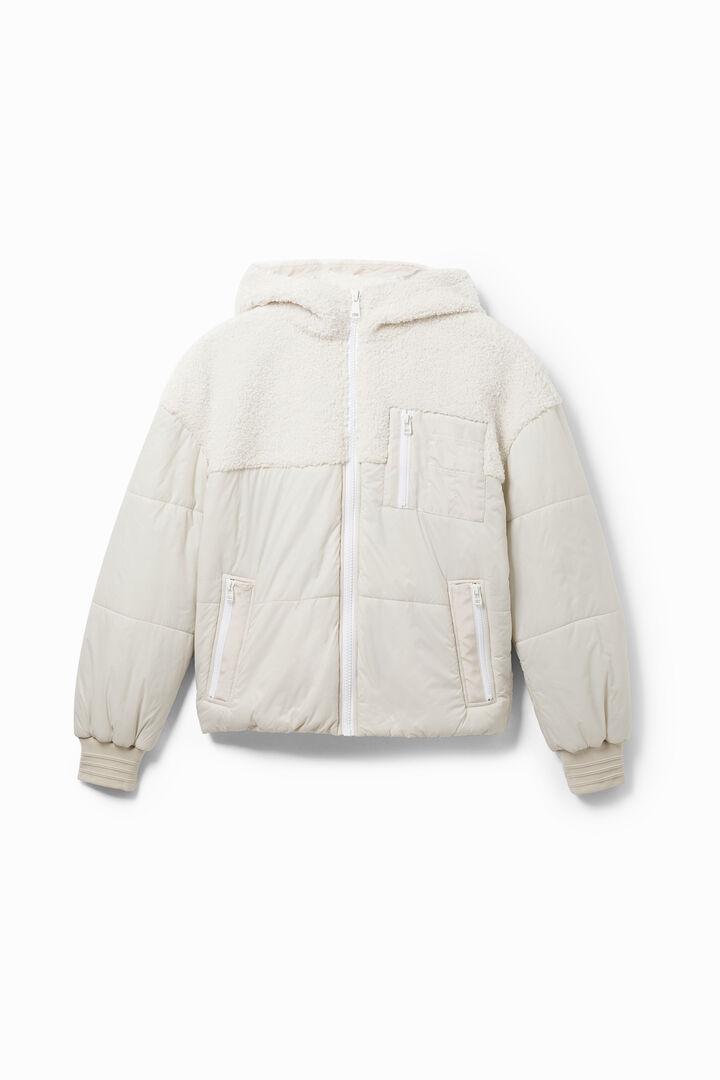 Chaqueta acolchada borreguito capucha | Desigual